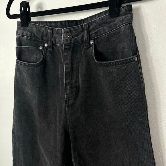 The Ragged Priest Jeans Wide Leg Denim Pants Raw Hem Black Charcoal 26 - Picture 5 of 11